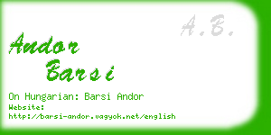 andor barsi business card